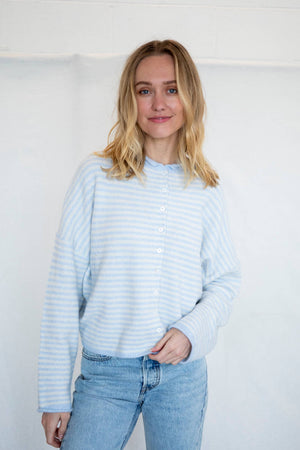 Piper Cardigan - Mini Striped-Blue Hand Home
