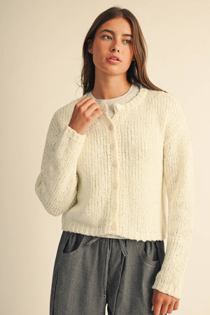 5261ik Textured Button Front Knit Cardigan Sweater