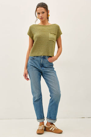 [New Color] Patch Pocket Dolman Cap Sleeve Boxy Knit
