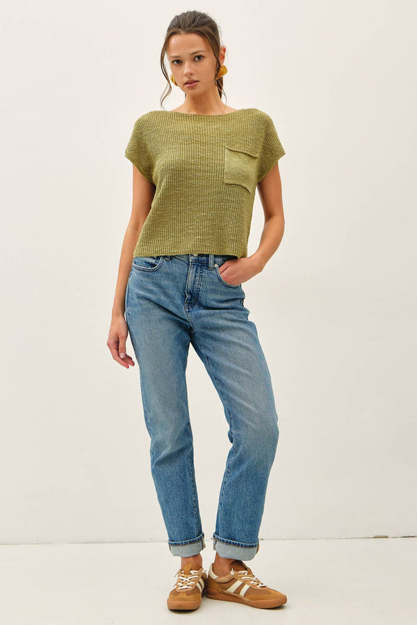[New Color] Patch Pocket Dolman Cap Sleeve Boxy Knit
