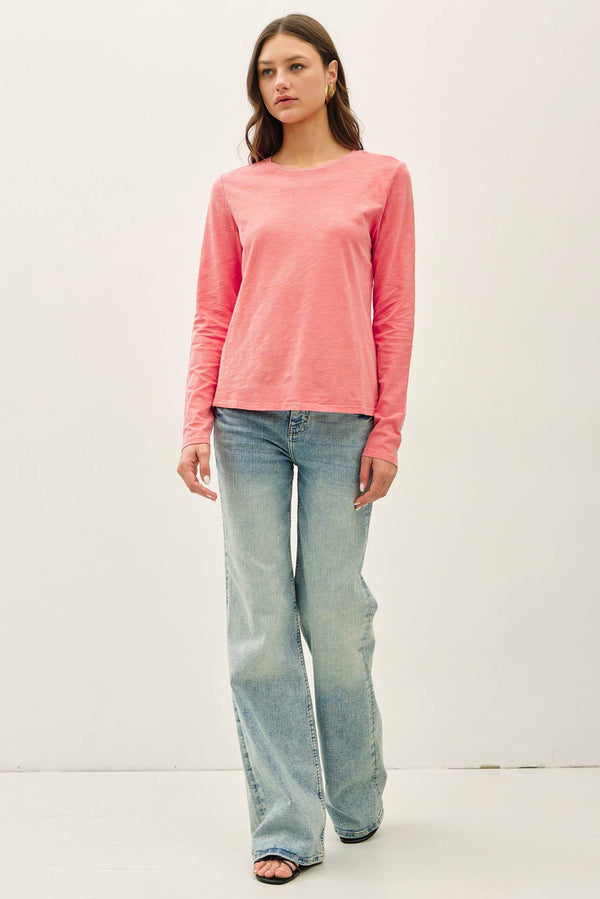 Cotton Slub Crewneck Long Sleeve Tee