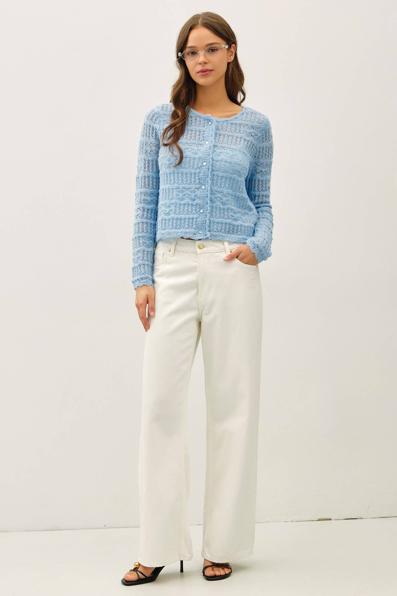 Openwork Knit Scalloped Edge Cardigan | Be Cool