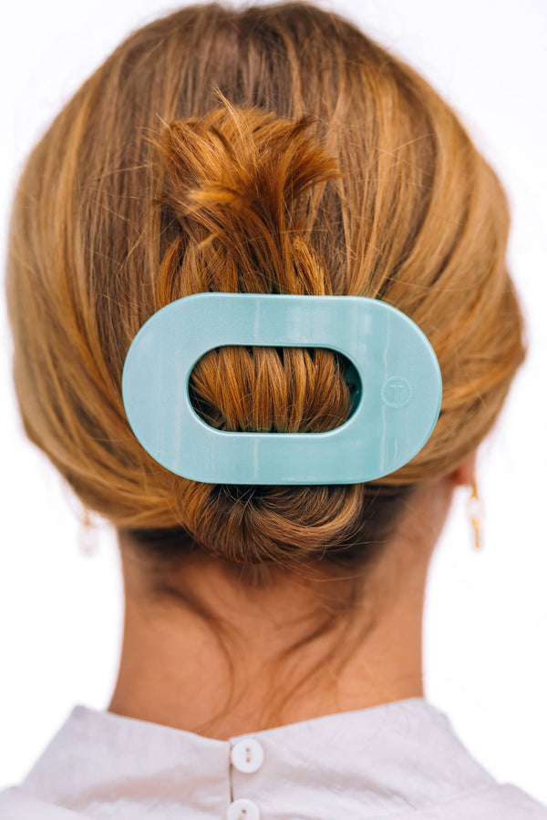 Round Flat Hair Clip | Medium | Totally Turquoise-Blue Hand Home