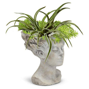 Woman with Blowing Hair-9"H-Blue Hand Home