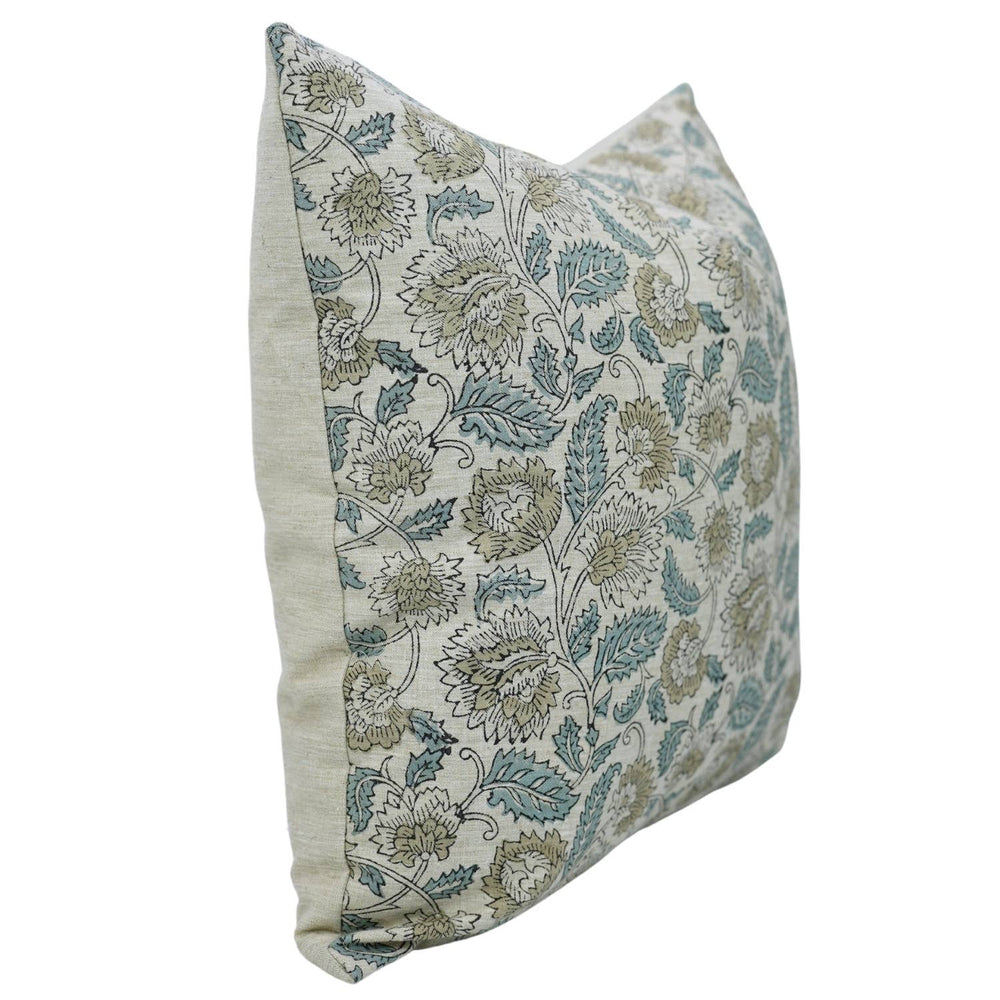 Boho Decor Block Linen Blend Cushion Cover - Mandakini-Blue Hand Home