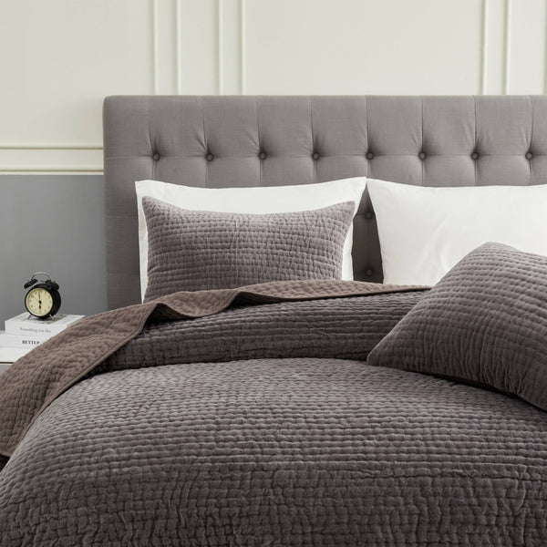 Tamara Velvet Quilt Set-Blue Hand Home