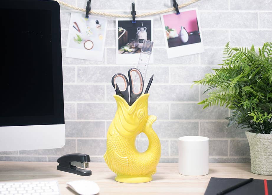 Yellow Gluggle Jug-Blue Hand Home