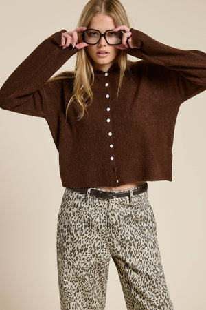 Essential Button Down Cardigan Top-Blue Hand Home