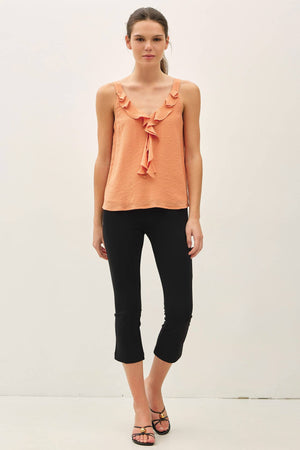 CRINKLED CHIFFON RUFFLE TANK TOP-Blue Hand Home