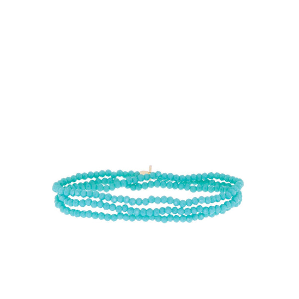 Mini stretch crystal beaded wrap bracelet-Blue Hand Home