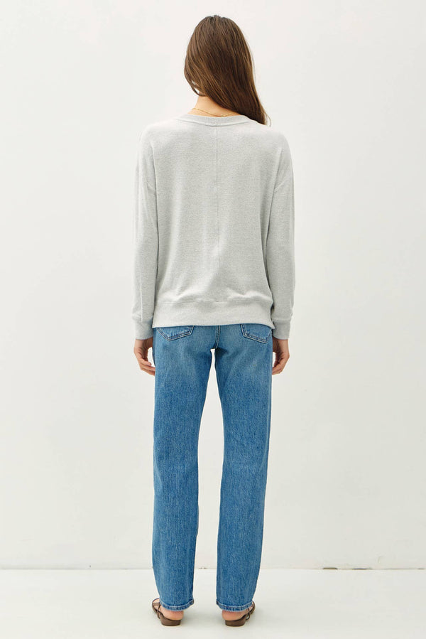 BUTTERY HACCI BRUSHED PULLOVER KNIT TOP-Blue Hand Home