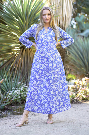 Calypso Thea Dress Royal Blue-Blue Hand Home