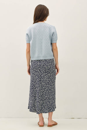 TEXTURED SHORT SLEEVE CARDIGAN-Blue Hand Home