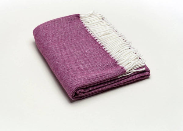 402 - Fringed Herringbone Throws-Blue Hand Home