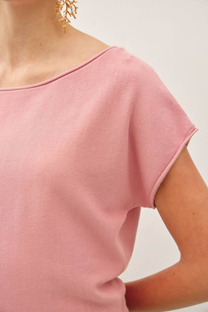 Boat Neck Cap Sleeve Fine Sweater Top