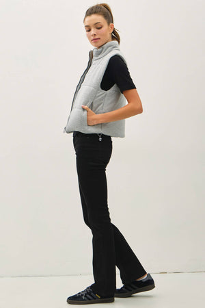 Classic Puffer Zip Up Vest W/ High Neck