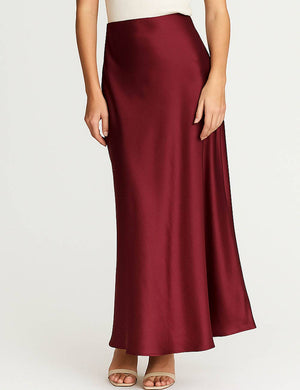 Ladies Solid Color Satin Midi Skirt 5515-Blue Hand Home