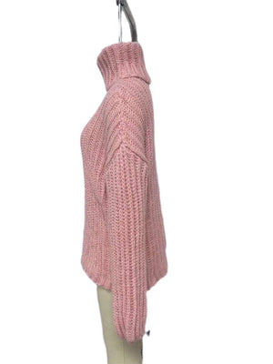 Knitted fluffy turtleneck sweater-Blue Hand Home