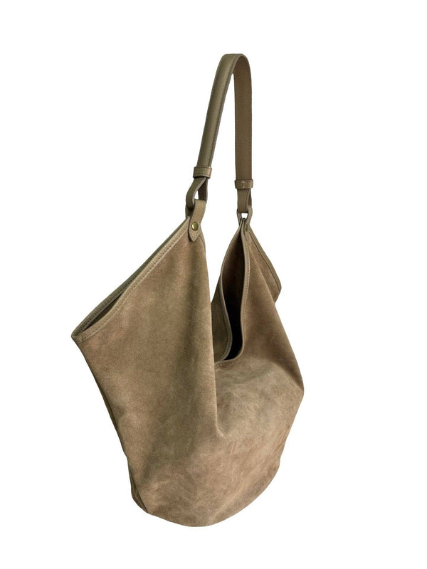 Milly Bag in Taupe Suede-Blue Hand Home