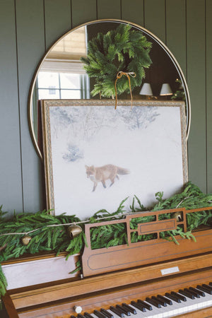 Fox In Winter Framed Antique Art-Blue Hand Home