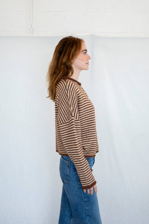 Piper Cardigan - Mini Striped-Blue Hand Home