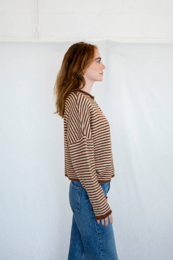 Piper Cardigan - Mini Striped-Blue Hand Home
