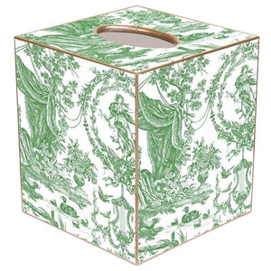 Green Toile Tissue Box Cover-Blue Hand Home