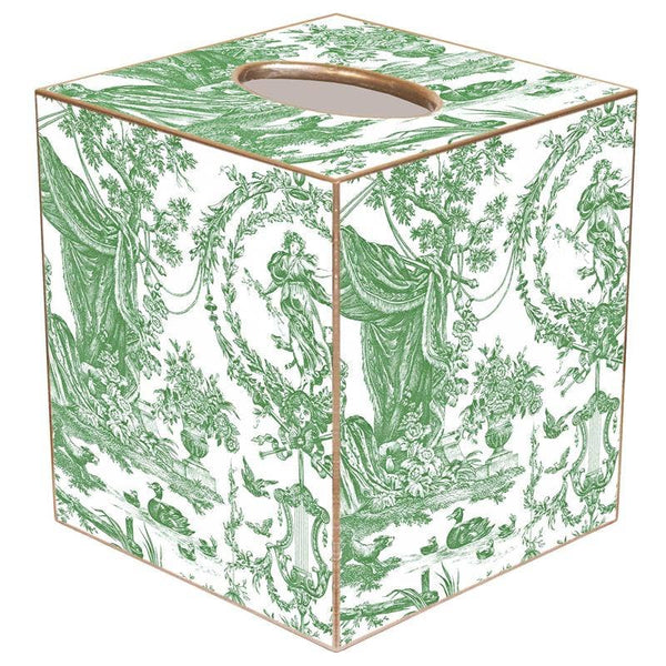 Green Toile Tissue Box Cover-Blue Hand Home
