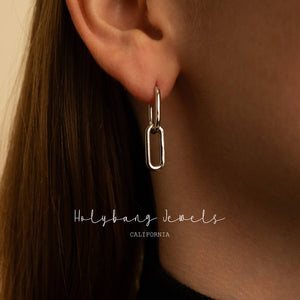 CHAIN DROP HOOP EARRINGS - E-HT1429-Blue Hand Home