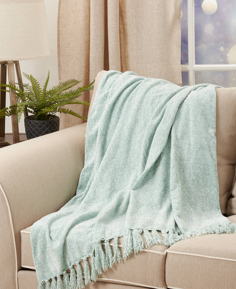 Chenille Throw-Blue Hand Home