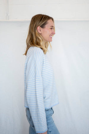 Piper Cardigan - Mini Striped-Blue Hand Home