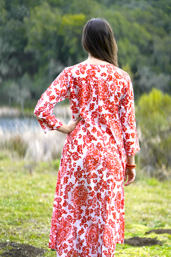 Calypso Dandelion Dress Red White