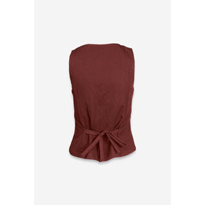 Sleeveless Woven Vest With Back Tie-Blue Hand Home