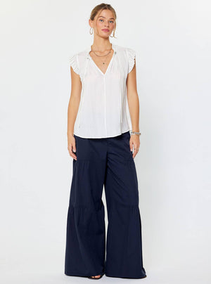 Margot Pleated Sleeve Blouse-Blue Hand Home