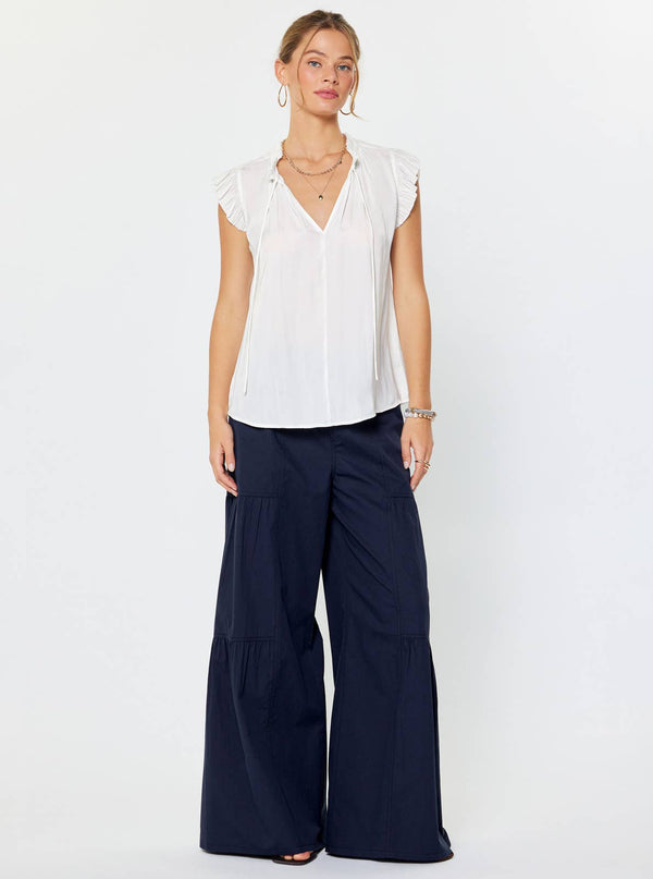 Margot Pleated Sleeve Blouse-Blue Hand Home