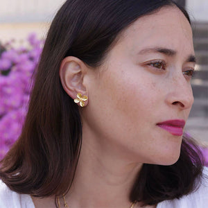 Dogwood Flower Stud Earrings-Blue Hand Home