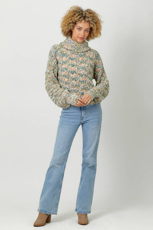 60795 Turtle Neck Cropped Sweater-Blue Hand Home