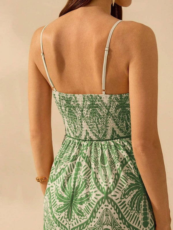 Cascais Bohemia Tropical palm strappy sundress-Blue Hand Home