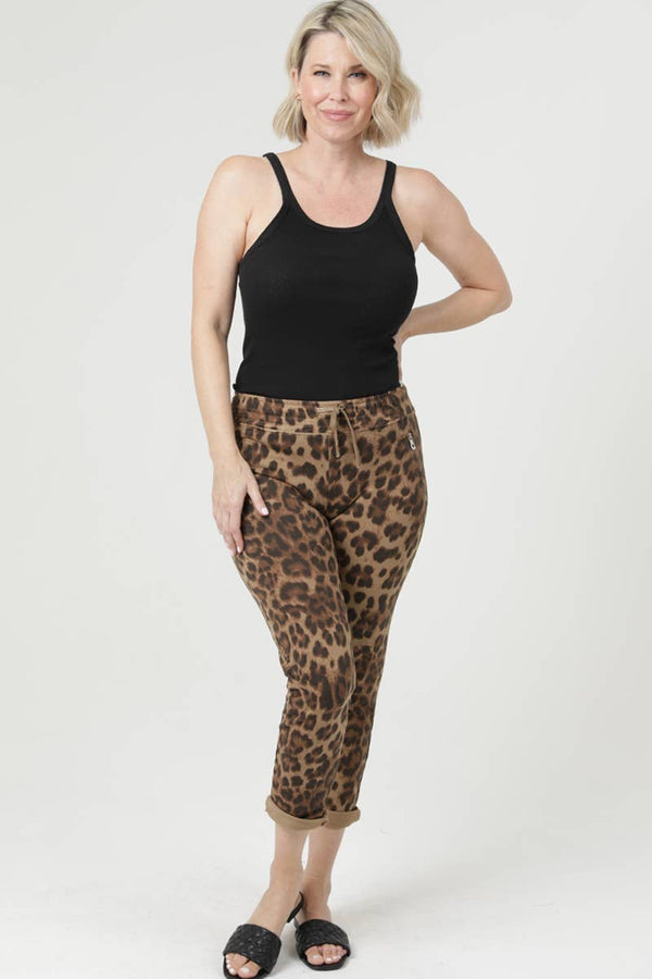 NP746-BW94 LEOPARD PRINT JOGGER PANTS-Blue Hand Home