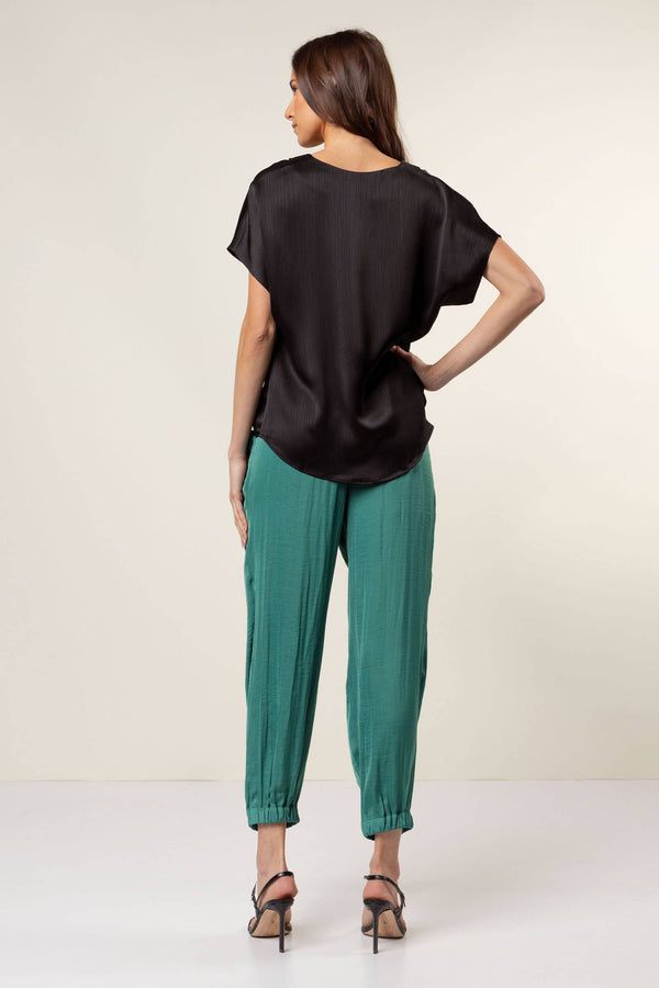 Pleated Pull-on Satin Joggers-Blue Hand Home