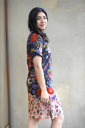 Erish Tunic Dress Black Beige-Blue Hand Home