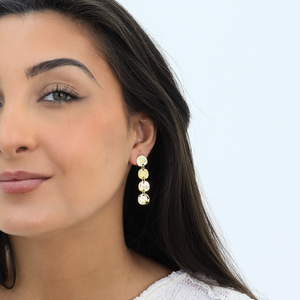 Chic Medallion Disc Linear Drop Earrings-Blue Hand Home