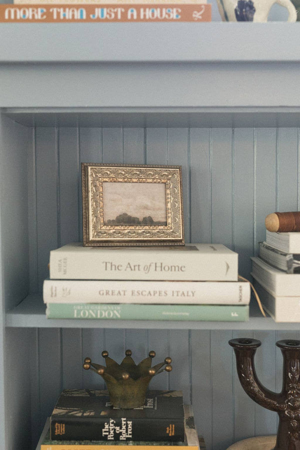 Tree and Cloud Landscape Framed Antique Art-Blue Hand Home