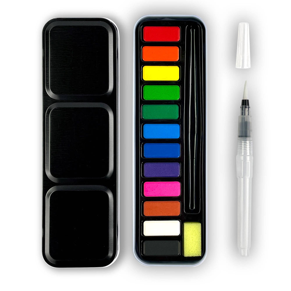 Watercolor Travel Tin-Blue Hand Home