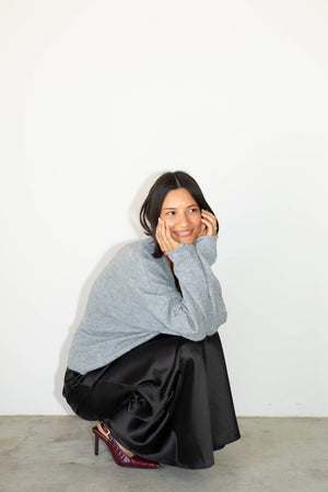 Heather Grey Piper Cardigan-Blue Hand Home