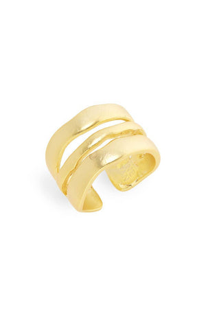 Wavy Line Ring: Perfect Accessory for Any Outfit: Gold-Blue Hand Home