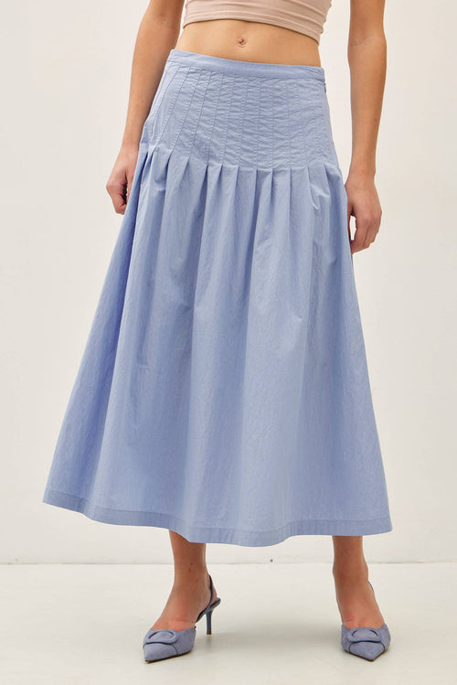 CRISP PLEATED MIDI SKIRT-Blue Hand Home
