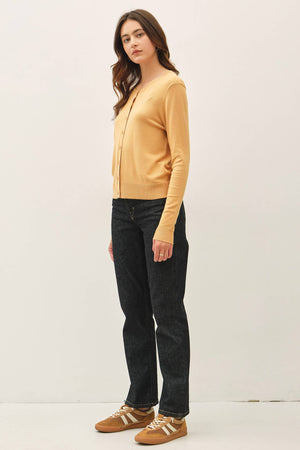 Ultra Soft Essential Basic Crewneck Button Up Cardigan