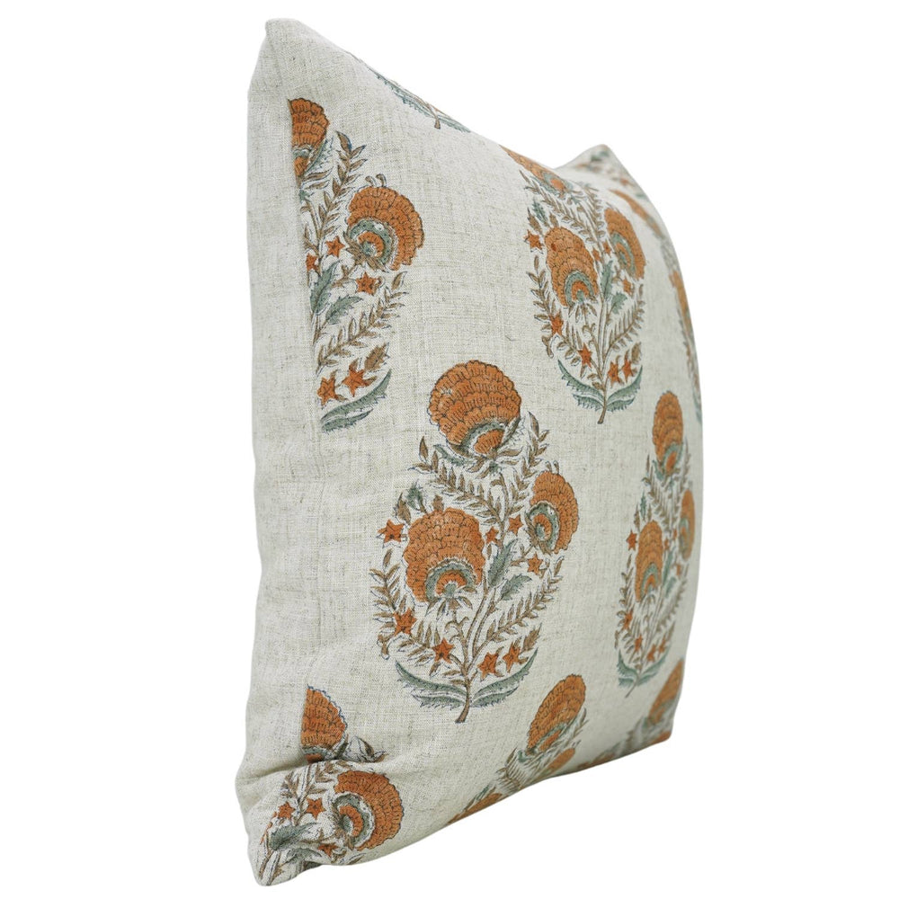 Bohemian Hand-Printed Viscose Linen Pillow Cover- Mohini-Blue Hand Home