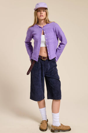 Essential Button Down Cardigan Top-Blue Hand Home